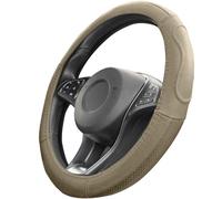 Upgrade4cars Funda Volante Coche Poli Piel Beige Universal 37-39 cm | Apto para la mayoría de coches | Revestimiento de goma antideslizante | resistente & práctico | Calidad comprobada