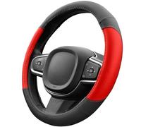 Upgrade4cars Funda Volante Coche Rojo Negro Universal Poli-Piel | Cubre 37-38 cm Diámetro Exterior | Accesorios Coches Interior Decoracion Cubierta | Ideas Regalos