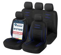 Upgrade4cars Fundas Asientos Coche Universales Negro Azul | Cubre Universal | Protector de Asiento Delantero para Delantero y Trasero | Accesorios Interior Decoracion