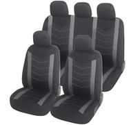Upgrade4cars Fundas Asientos Coche Universales Negro Gris | Funda de Asiento Universal para Delantero y Trasero