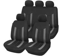 Upgrade4cars Fundas Asientos Coche Universales Negro Gris | Universal Funda de Asiento para Delantero y Trasero
