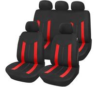 Upgrade4cars Fundas Asientos Coche Universales Negro Rojo | Universal Funda de Asiento para Delantero y Trasero