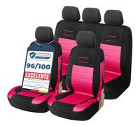 Upgrade4cars Fundas Asientos Coche Universales Negro Rosa | Cubre Universal | Protector de Asiento Delantero para Delantero y Trasero | Accesorios Interior Decoracion