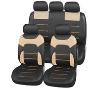 Upgrade4cars Fundas Asientos Coche Universales Polipiel Beige | Set Completo Protectoras Delanteros y Trasero para Todo el Año