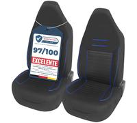 Upgrade4cars Fundas Asientos Delanteros Coche con Reposacabezas Incorporado Universales Negro Azul | Cubre Universal | Protector de Asiento Delantero para Conductor y Copiloto