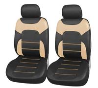 Upgrade4cars Fundas Asientos Delanteros Coche Poli-piel Universales Negro y Beige | Protector de Asiento Delantero para Conductor y Copiloto | Accesorios Interior para Mujer y Hombre