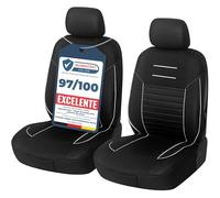 Upgrade4cars Fundas Asientos Delanteros Coche Universales Negro Blanco | Cubre Universal | Protector de Asiento Delantero para Conductor y Copiloto | Accesorios Interior Decoracion