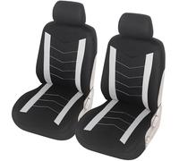 Upgrade4cars Fundas Asientos Delanteros Coche Universales Negro Blanco | Funda de Asiento Universal para Delantero (Conductor y Copiloto)