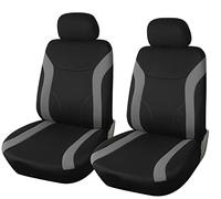 Upgrade4cars Fundas Asientos Delanteros Coche Universales Negro Gris | Protector de Asiento Delantero para Conductor y Copiloto | Accesorios Interior para Mujer y Hombre