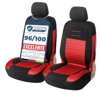 Upgrade4cars Fundas Asientos Delanteros Coche Universales Negro Rojo | Cubre Universal | Protector de Asiento Delantero para Conductor y Copiloto | Accesorios Interior Decoracion