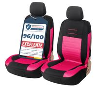 Upgrade4cars Fundas Asientos Delanteros Coche Universales Negro Rosa | Cubre Universal | Protector de Asiento Delantero para Conductor y Copiloto | Accesorios Interior Decoracion