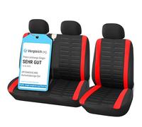 Upgrade4cars Fundas Asientos Furgoneta Universal para Delantero Negro Rojo | Funda para Asiento Camion | Cubre Protector Universal | Accesorios Interior Decoracion