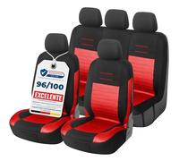 Upgrade4cars Fundas Asientos Set Universal Versión 2026 | Protectores para Delanteros y Trasero en Rojo | Accesorios Coches Interior Decoración