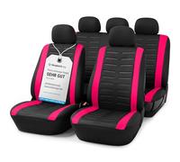 Upgrade4cars Fundas Asientos Set Universal Versión 2026 | Protectores para Delanteros y Trasero en Rosa | Accesorios Coches Interior Decoración