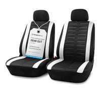 Upgrade4cars Fundas para Asientos Delanteros Set Versión 2026 | Fundas Protectores Universales en Blanco para Conductor y Acompañante | Accesorios Coches Interior Decoración