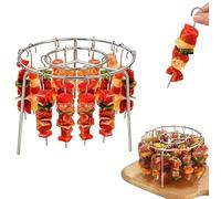 Upgraded Air Fryer Rack Round Skewer Rack - 6 Inch Air Fryer Skewer Stand, Hanging Oven SkewersRack with 24Skewer, Stainless SteelAir FryerGrillRack, for Family for Cooking Kebabs (1Set)