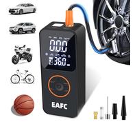 Upgraded air pump EAFC Tire Inflator Portable Air Compressor 6000mAh & 150PSI Cordless Electric for Car, Motorcycle, Bike, Ball, with Tire Gauge Pressure, Dual-Use Type