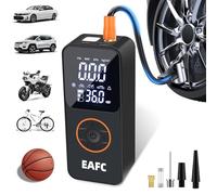 Upgraded air pump EAFC Tire Inflator Portable Air Compressor 6000mAh & 150PSI Cordless Electric for Car, Motorcycle, Bike, Ball, with Tire Gauge Pressure, Dual-Use Type