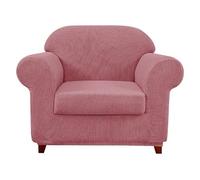 Upgraded Couch Covers - Funda de sofá elástica de 3 piezas, funda de sofá de 2 plazas con dos cojines separados, tela de spandex jacquard, funda de sofá jacquard de repuesto(Rubber Powder,1SEAT)