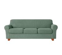 Upgraded Couch Covers - Funda de sofá elástica de 3 piezas, funda de sofá de 2 plazas con dos cojines separados, tela de spandex jacquard, funda de sofá jacquard de repuesto(Matcha Green,3SEAT)