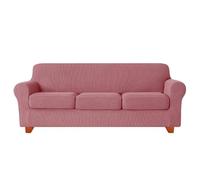 Upgraded Couch Covers - Funda de sofá elástica de 3 piezas, funda de sofá de 2 plazas con dos cojines separados, tela de spandex jacquard, funda de sofá jacquard de repuesto(Rubber Powder,3SEAT)
