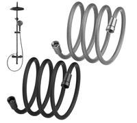 Upgraded Explosion-proof Braided Shower Hose - Anti-leak, Durable Hoses for Shower Head Attachment, No More Leaks or Bursts, Two-Meters Universal Shower/Garden Hoses (Black+Silver,59in)
