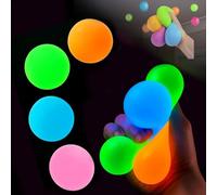 Upgraded Glowing Sticky Balls, Glow in The Dark Toys for Ceiling & Wall, Stress Balls for Kids and Adults, Washable Squeeze Toys for Teens Gifts Stocking Stuffers, Ultimate 4/8/12/20pc Set (4pcs)