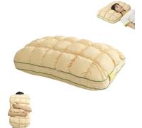 Upgraded Marshmallows Puffs Pillow for Adults,Quilted Loft Fluffy Cushion,Super Soft Down-Alternative Filling Pillows,Breathable Washable Support for Side Back Stomach Sleepers，Yellow