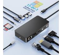 Upgraded Microsoft Surface Thunderbolt 4 Dock Triple Pantalla,11 en 1 Surface Docking Station Hub con 4K HDMI+DP+VGA para Surface Pro 11/10/9/8/X/7+/7,Laptop 7/6/5/4/3,Laptop Studio 2/1,Go 4/3/2/1