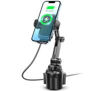 [Upgraded] TOPGO Cup holder Phone Mount Wireless charger, Universal Cell Phone Holder Fast Charging for iPhone11/11 Pro/11 Pro MAX, Samsung Galaxy Black
