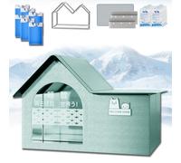 Upgrades Air Conditioned Dog House,Air Conditioner Cat House,Pet Cooling House,Foldable,with Air Conditioning 10 Ice Packs,for Small,Medium and Large Dogs or Cats (Green,M)