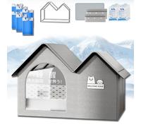 Upgrades Air Conditioned Dog House,Air Conditioner Cat House,Pet Cooling House,Foldable,with Air Conditioning 10 Ice Packs,for Small,Medium and Large Dogs or Cats (Gray,L)