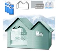Upgrades Air Conditioned Dog House,Air Conditioner Cat House,Pet Cooling House,Foldable,with Air Conditioning 10 Ice Packs,for Small,Medium and Large Dogs or Cats (Green,L)