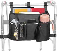 Upgrades - Bolsa para andador con soporte para tazas de agua, cesta para caminar, bolsa de almacenamiento plegable para andador, bolsa de paseo lateral, bolsa organizadora de bolsa de acceso lateral,