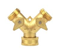 Upgrades - Conector en Y de latón de 2 vías con válvulas de cierre doble, 2 válvulas, adaptador de manguera de jardín, fácil instalación de riego múltiple