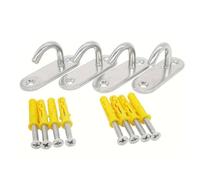 Upgrades - Gancho de metal inoxidable con placa de metal para hamaca, gancho de techo, 4 piezas para colgar hamacas y accesorios de techo de pared, placas de fijación resistentes