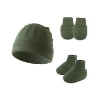 Upgrades Safe Baby Gear - Gorro no irritante con manoplas y botines, juego de protección para bebés, gorro ajustable para recién nacidos, transpirable, conjunto de ropa infantil