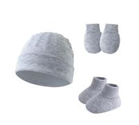 Upgrades Safe Baby Gear - Gorro no irritante con manoplas y botines, juego de protección para bebés, gorro ajustable para recién nacidos, transpirable, conjunto de ropa infantil