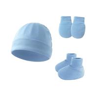 Upgrades Safe Baby Gear - Gorro no irritante con manoplas y botines, juego de protección para bebés, gorro ajustable para recién nacidos, transpirable, conjunto de ropa infantil