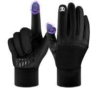 UPhitnis Termicos Finos Guantes Moto Invierno - Guantes Invierno Hombre Antideslizantes Resistentes al Viento - Guantes Termicos Mujer para Correr Ciclismo Conducir, Negro/XL