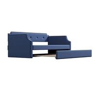 Upholstered Daybed with Trundle, Wood Slat Support,Upholstered Frame Sofa Bed, Twin