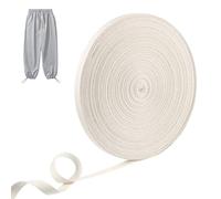 Upholstery Tapes, Cotton Tape 10mm x 50m, Flat Braided Cotton Cord, Hat Cord, Clothing Accessories, Sewing Cord, Hat, DIY Lanyards (White)