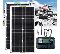 UPIKIT Panel Solar Monocristalino Portátil De 250w 500w con Controlador 10a/20a/30a, USB Dual, Se Puede Utilizar para Cargar Baterías De 12v/24v,500W-30Acontroller