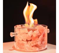Uping Chimenea Bioetanol de Mesa Chimenea Decorativa Estufa Bioetanol Interior Chimenea Etanol Portatil con Piedra Rosa Natural