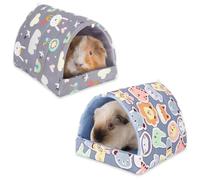 UPINS Paquete de 2 escondites de cobayas, cama lavable para animales pequeños, accesorios para ratones, chinchillas, hámsteres, erizos, hurones, dragones barbudos y ratas