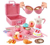 Upiulote Sets de Picnic para niños para más de 3 niñas simulaciones de niñas y niños Lindos para Té Interactivo Interactivo Desarrollo de ABS Té Party para Juego de Roles Play Sets