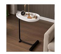 UPJAKS Sofa Mesa Auxiliar en Forma de C for sofá, Cama, Granja, Extremo pequeño y Estrecho, Acento de Esquina móvil, café for Sala de Estar, Dormitorio, Espacios de Oficina Salon(White+Black)