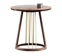 UPJAKS Sofa Mesa Auxiliar Redonda con Extremo de Esquina de Madera Retro con Estante de Almacenamiento, café pequeño marrón rústico for Sala de Estar, Dormitorio, mesitas de Noche Salon