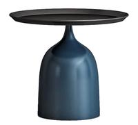 UPJAKS Sofa Mesa de Centro pequeña Creativa, Bandeja de Metal, Lado Redondo, Almacenamiento Simple Moderno, luz de té, Extremo de cabecera de Forma única de Lujo Salon(Black-c)