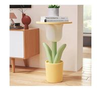 UPJAKS Sofa Mesa de Centro pequeña Creativa, Bandeja de Metal, Lado Redondo, Almacenamiento Simple Moderno, luz de té, Extremo de cabecera de Forma única de Lujo Salon(Geel)